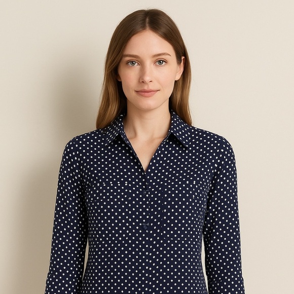 Express Blue Polka dot blouse - Picture 1 of 6